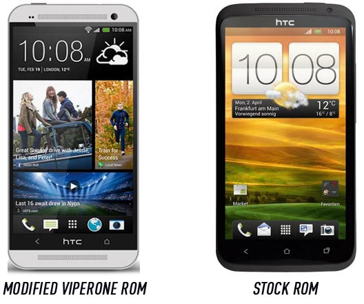 HTC One running the modified ViperOne Rom and Stock Rom