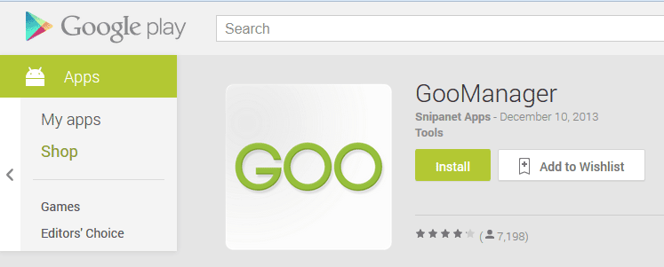 Download and install GooManager onto the HTC One through the Google Play Store