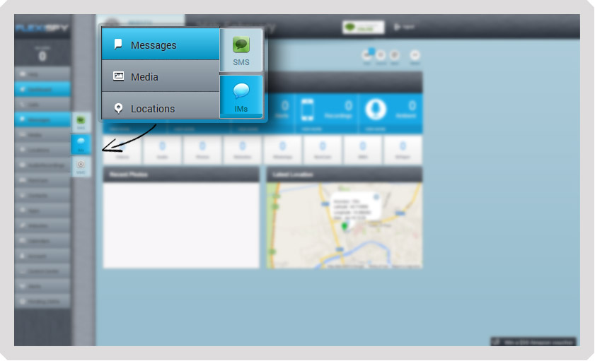 Step 2 - Click the Messages tab and then click IM.