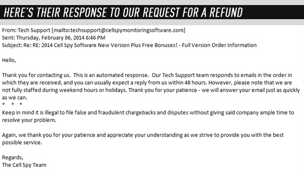Here's their repsonse to our request