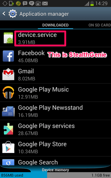 how to find stealthgenie on android