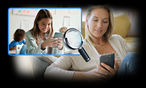 mother monitoring her child's phone