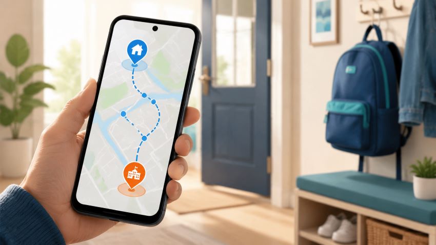 Parent reviewing their child’s Android location history on a smartphone map